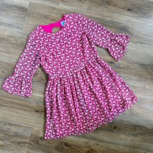 CeCe Floral 3/4 sleeve Flowy Dress with Open Back